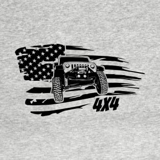 American Flag Off Roading 4x4 - 4WD T-Shirt